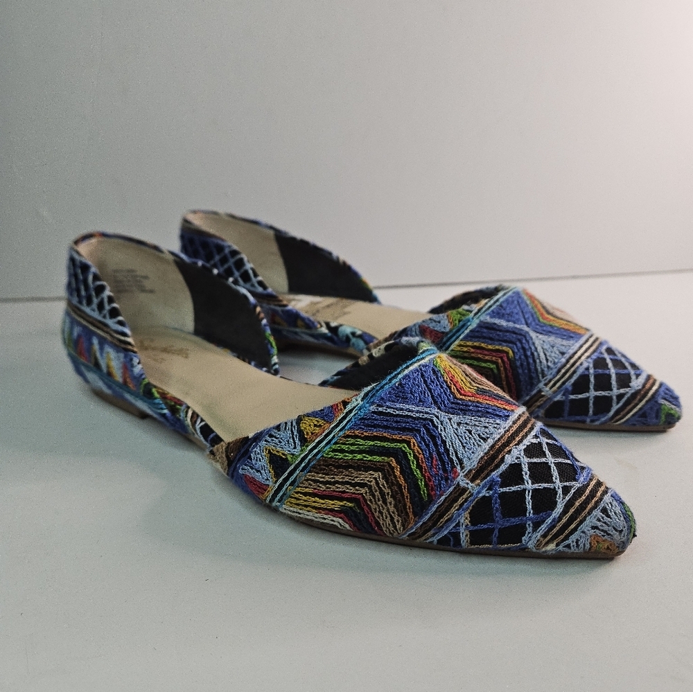 Anthropologie Seychelles Alina Embroidered Point Toe D’orsay Flats